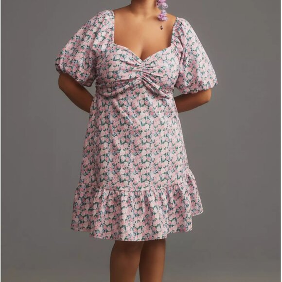 Anthropologie English Factory Floral Puff-Sleeve Mini Dress in Plus Size 2X NWT - Picture 1 of 7